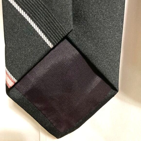 JOHN WEITZ Vintage Black Pink White Vintage Diagonal Strip Men's Necktie 3" Wide - Picture 8 of 9